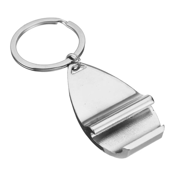 Modern Chrome Bottle Beer Wine Opener Compact Design Keyring Keychain Silver