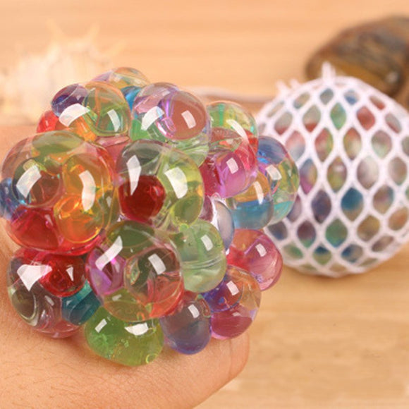 Squishy MultiColor Mesh Stress Reliever Ball Squeeze Stressball Party Bag Fun Gift