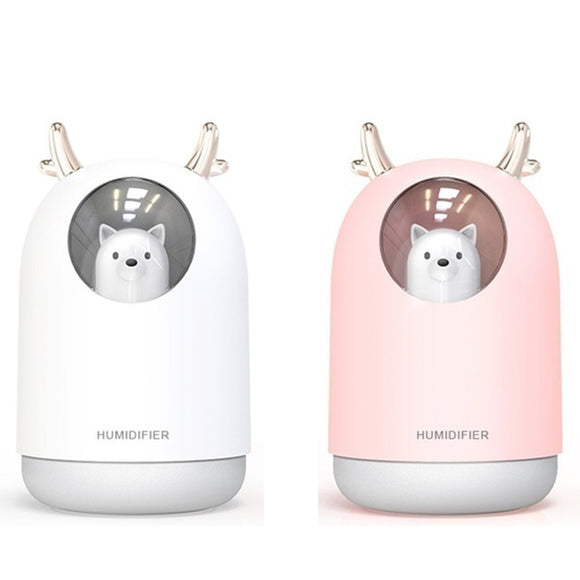 300ml Bear LED Ultrasonic USB Air Humidifier Anti-dry Burning Aroma Essential Oil Diffuser