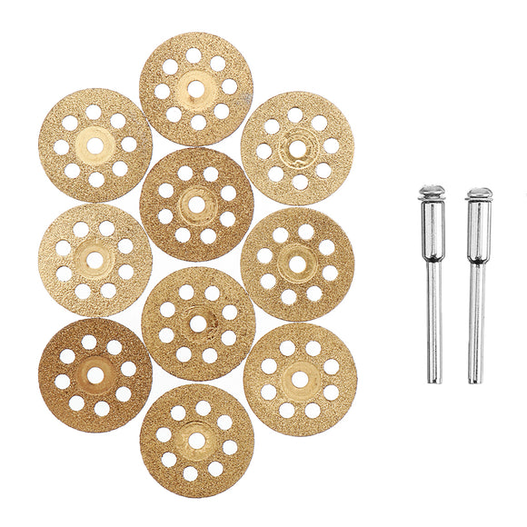 Drillpro 10pcs Diamond Grinding Wheel 8 Holes Metal Cutting Disc for Rotary Tool with 2 Mandrels