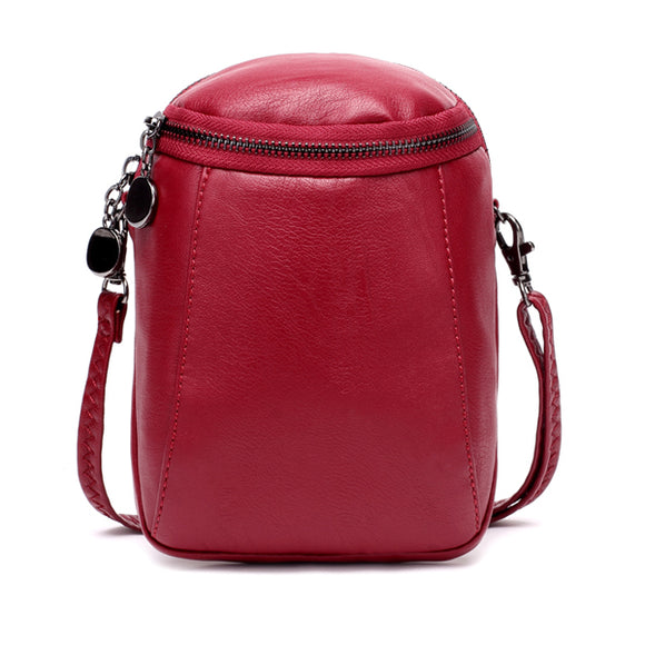 Women Casual Faux Leather Crossbody Bag Bucket Bag Vintage Bag Round Little Phone Bag