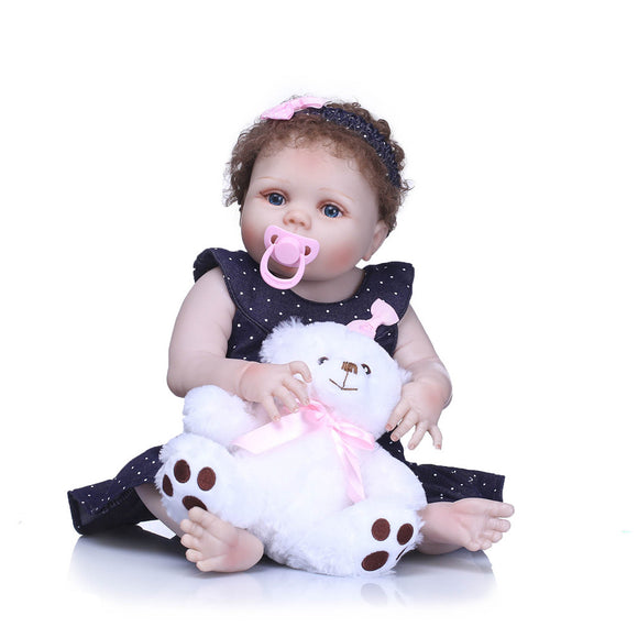 NPK 23Inch Body Lifelike Newborn Baby Girl Doll Black Real Life Infant Baby Doll Cuddle For Children