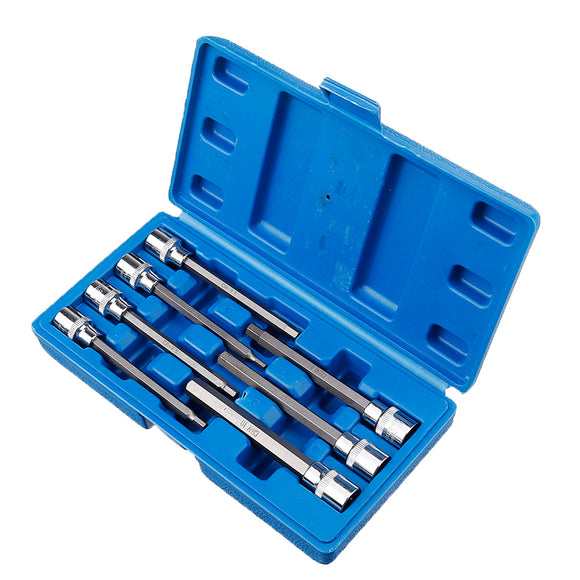 Drillpro 7Pcs 3/8 Drive Long Reach Hex Bit Socket Set 3-10mm CR-V Screwdriver Head Set