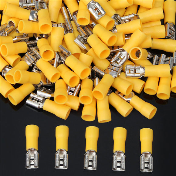 Yellow 12-10AWG Insulating Female Spade Terminal Electrical Crimp Wire Connectors