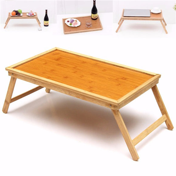 Foldable Wooden Bamboo Bed Tray Breakfast Laptop Desk Tea Serving Table Stand