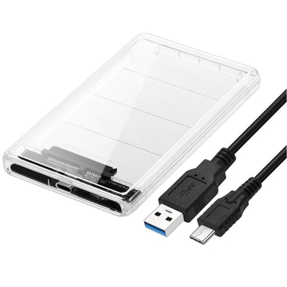 2.5inch Transparent Type-C to SATA External HDD SDD Hard Drive Enclosure Case