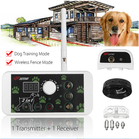 2 in 1 Wireless Dog Fence Training Containment System Transmitter + Receiver
