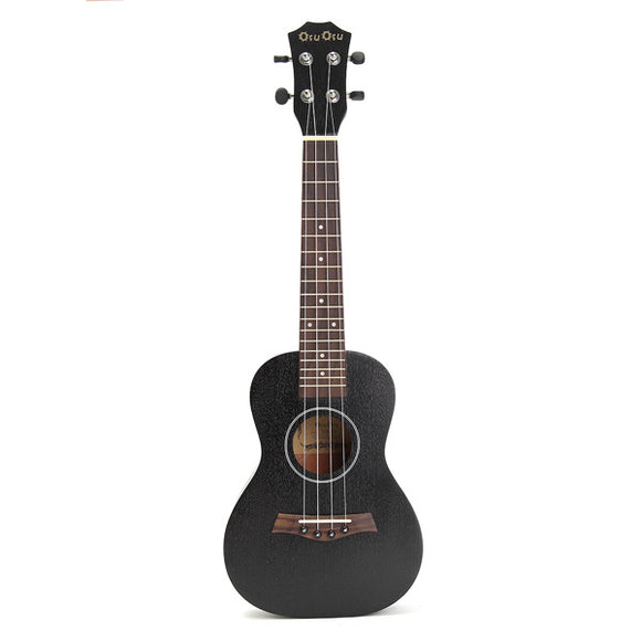 24 Inch Concert Ukulele Hawaii Guitar Sapele Top Black