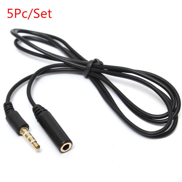 5Pc/Set 3.5mm 4 Pole Jack Male to Female Earphone Headphone Audio Extension Cable 1M 3Feet