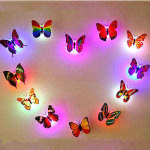 Honana DX-138 6PCS Colors Changing LED Flashing Butterfly Night Light Decorative Lights 3D Stickers