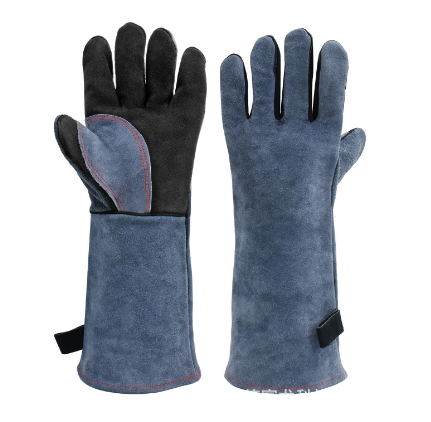 Lengthened Cowhide Welding Gloves High Temperature Resistance/Heat Resistance/Length/ Soft Wear Resistance/Welder Insulating Canvas Gloves