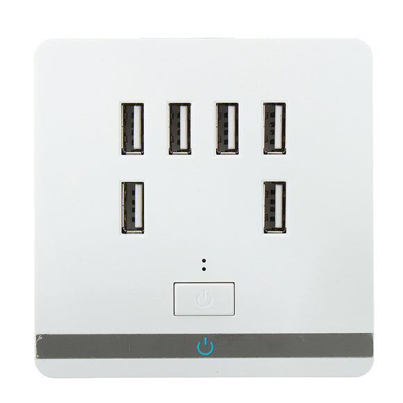 Claite 2.1A 6 USB Ports Wall Socket Standard  Charger Outlet Power Adapter