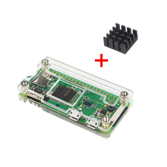 Tranparent Acrylic Case + Aluminum Heat Sink  For Raspberry Pi Zero W/V1.3