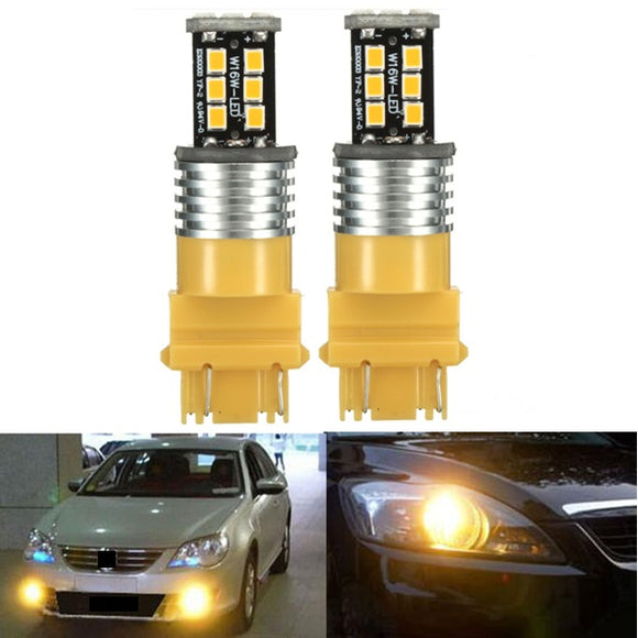 2x 3157 High Power 15W 2835SMD LED Rear Turn Signal Light Indicator Bulbs Amber Yellow