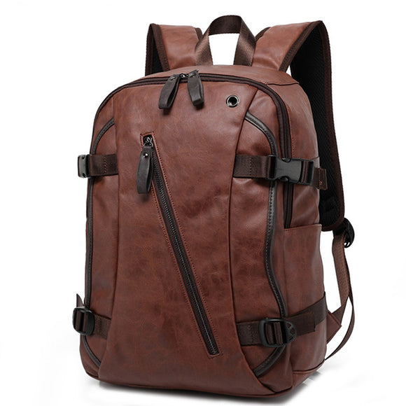 Men Retro PU Leather Backpack  School College Bookbag Laptop Bag
