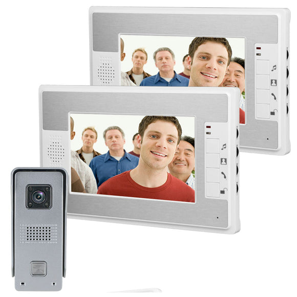 ENNIO SY813ML12 7Inch Video Door Phone Doorbell Intercom Kit with Night Vision Camera and 2 Monitors