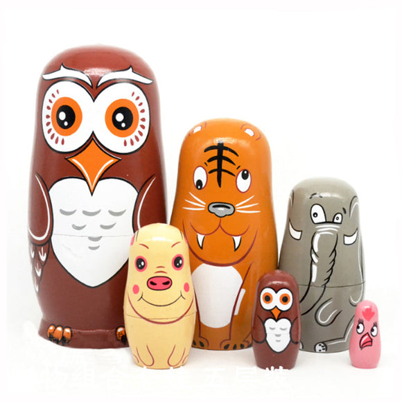 6Pcs/Set Nesting Dolls Wooden Matryoshka Russian Dolls Hand Painted Baby Toy  Home Decorations