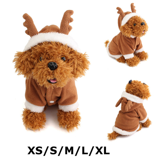 Pet Dog Puppy Christmas Lovely Deer Sweater Hoodie Jumpsuit Coat Clothes Outwea
