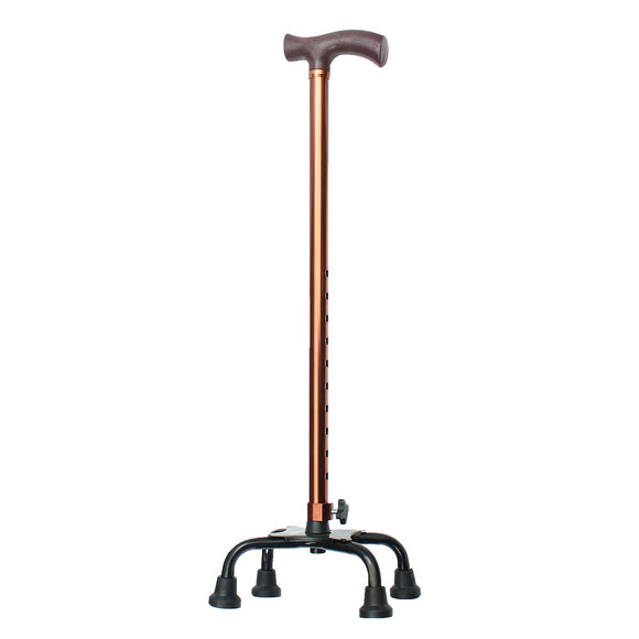 Height Adjustable Aluminium Quad Cane Walking Stick Four Legs Center Base Aid Leg Support