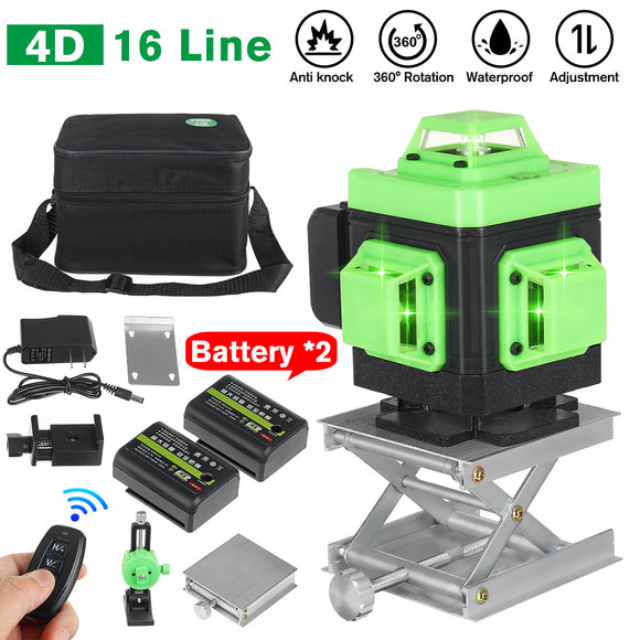 16 Lines 4D Green Light Laser Level Self Leveling 360 Horizontal And Vertical Level Measure Tool