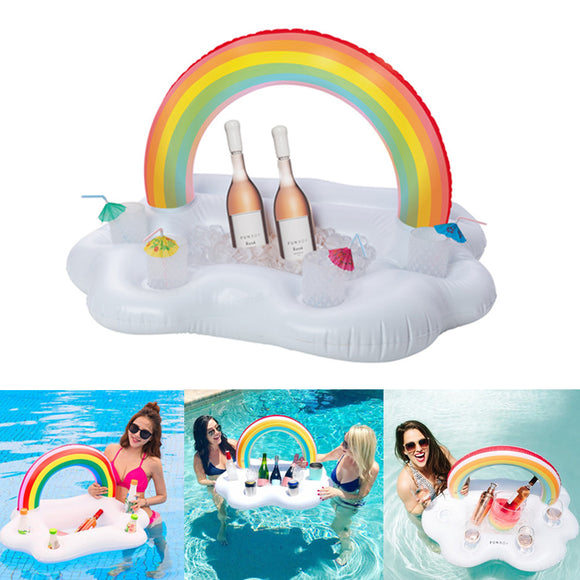 Xmund XD-IT1 Rainbow Cloud Cup Holder Inflatable Boat Swimming Pool Drink Cooler Bar Tray Camping Travel Portable Water Sport Drinking Holder Float