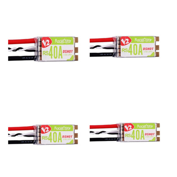 4X Racerstar RS40A V2 40A BLHELI_S BB2 OPTO 2-5S Brushless ESC Dshot 600 Ready for RC FPV Racing Drone