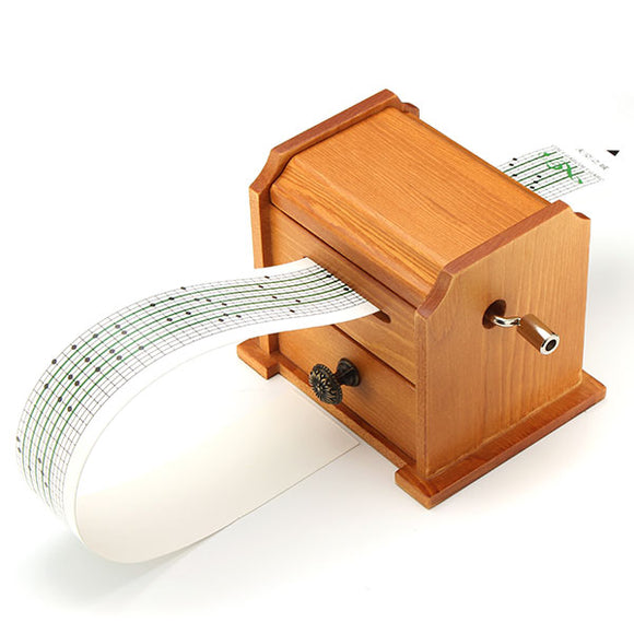DIY Hand-cranked Vintage Music Box Wooden Cabinet With Hole Puncher And Paper