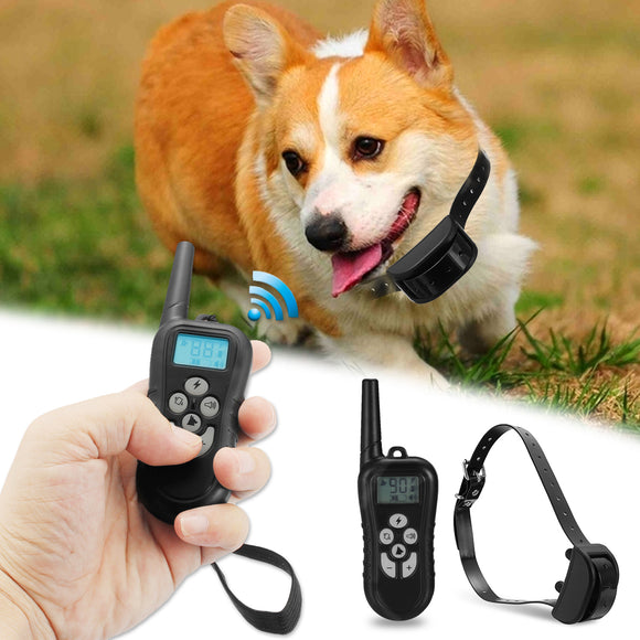 Rechargeable Waterproof Electric Shock Vibrate Dog Training Collar + Remote