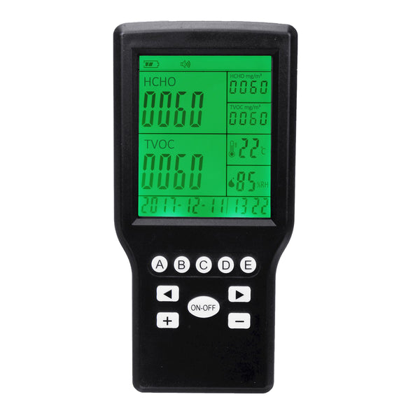 8 IN 1 LCD Backlight Formaldehyde Detector HCHO TVOC Humidity Air Quality Monitor Tester