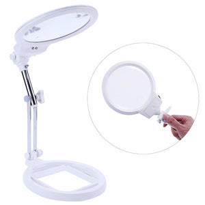 Desktop Illuminated Magnifier Lamp Light For Soldering Welding Hobby Nail Artist Readin With LED Desk Foldable Glasses Magnifier