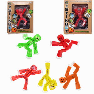 5PCS Stikbot Sucker Suction Cup Funny Deformable Sticky Robot Action Figure Toy