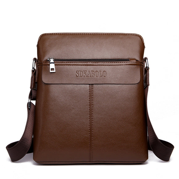 Men Soft PU Leather Business Shoulder Bag Casual Messenger Bag Office Bag