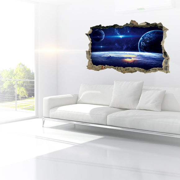 MIICO Creative 3D Universe Planet Broken Wall Removable Home Room Decorative Wall Decor Sticker