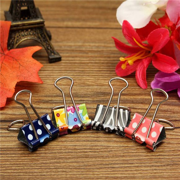 19mm Floral Foldback Binder Clips Metal Grip For Office Paper Documents