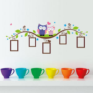 Owl Tree Branch Frame Wall Sticker Living Room Home Decoration Creative Decal DIY Mural Wall Art