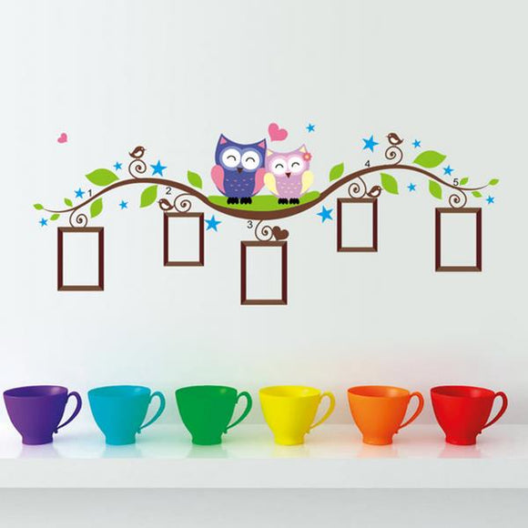 Owl Tree Branch Frame Wall Sticker Living Room Home Decoration Creative Decal DIY Mural Wall Art
