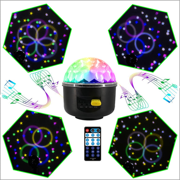 LUSTREON 10W RGB LED Party Disco Crystal Magic Ball Effect Music Stage Light Sound-activated Remote