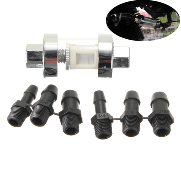 6mm 8mm 9.5mm Chrome Petrol Diesel In Line Fuel Filter For Motorcycle
