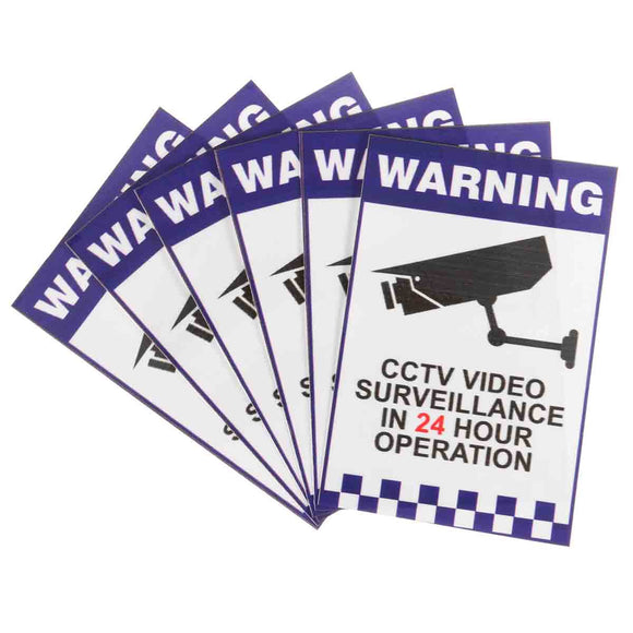 6pcs Warning CCTV Security Surveillance Camera Sign Warning Decal Stickers 66x100mm