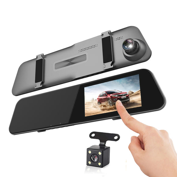 T803 4.5 Inch 1080P Ultra-Thin Mirror Dash Cam Dual Lens DVR IPS Touch Screen 170 Degree Car Driving Recorder Night Vision