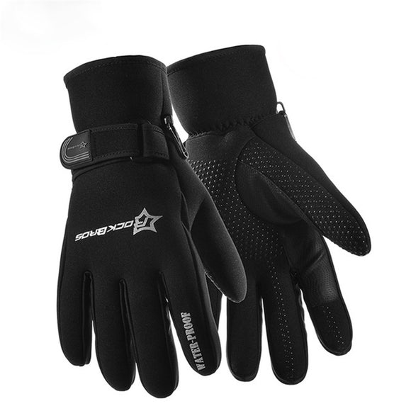ROCKBROS Waterproof Windproof Motorcycle Cycling Thicken 3 Layer Gloves Fleece Thermal