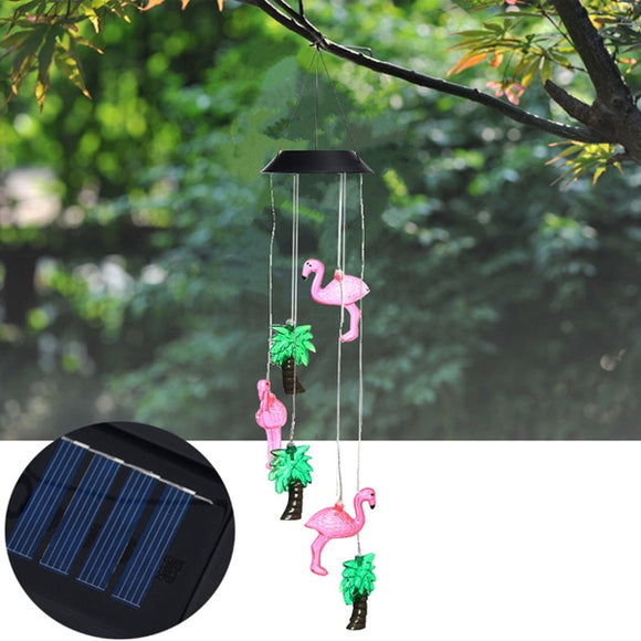 Solar Powered 6LEDs Color Changing Animals Bird Wind Chimes Fairy String Light for Christmas Garden