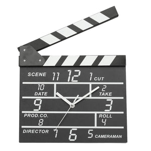 Cinema Movie Slate Shape Analog Wall Clock Wooden Modern Deco
