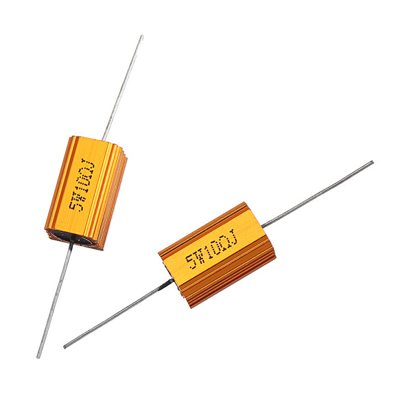 2pcs RX24 5W 10R 10RJ Metal Aluminum Case High Power Resistor Golden Metal Shell Case Heatsink Resistance Resistor
