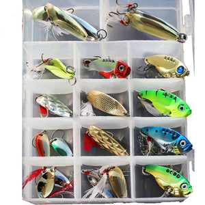 ZANLURE 21pcs/set Metal Spoon Lures Fishing Lure Set VIB Sea Fish Bass Baits Crankbait Swimbait