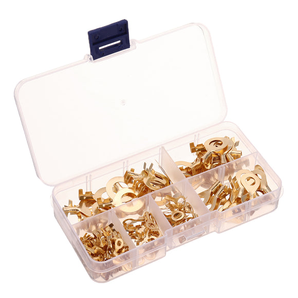 750pcs Ring Type Gold Terminals Golden Brass Non-insulated Crimp Terminals Connectors 3.2mm-10.2mm Cable Wire Connector Terminal
