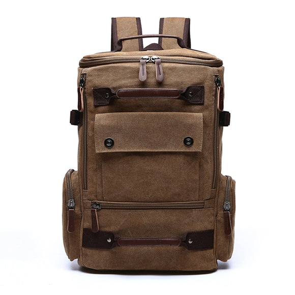 Men Canvas Travel Backpack Vintage Casual Rucksack Large Capacity Hiking Rucksack Business Daypack