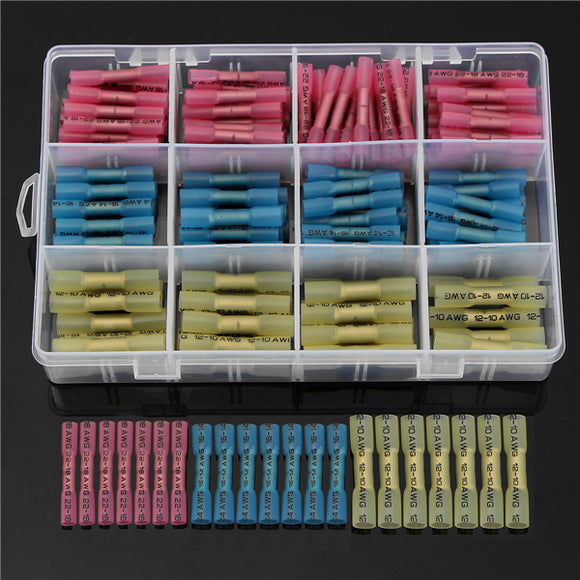 180pcs Insulated Electrical Wire Terminals Heat Shrink Butt Connectors Kit