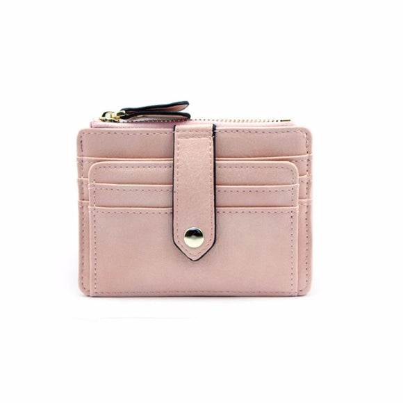 Women Durable Pu Leather Mini Wallet Portable 6 Card Slot Purse