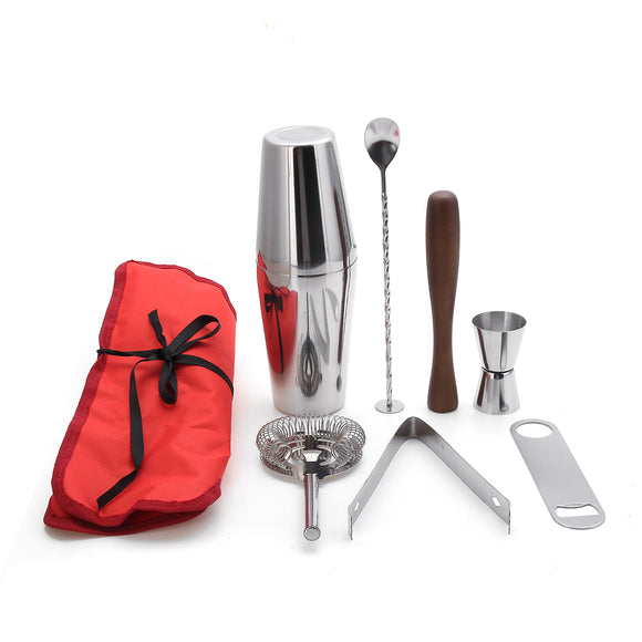 8Pcs  Stainless Steel Cocktail Shaker Drink Mixing Bartender Mixer Bar Kit Tools